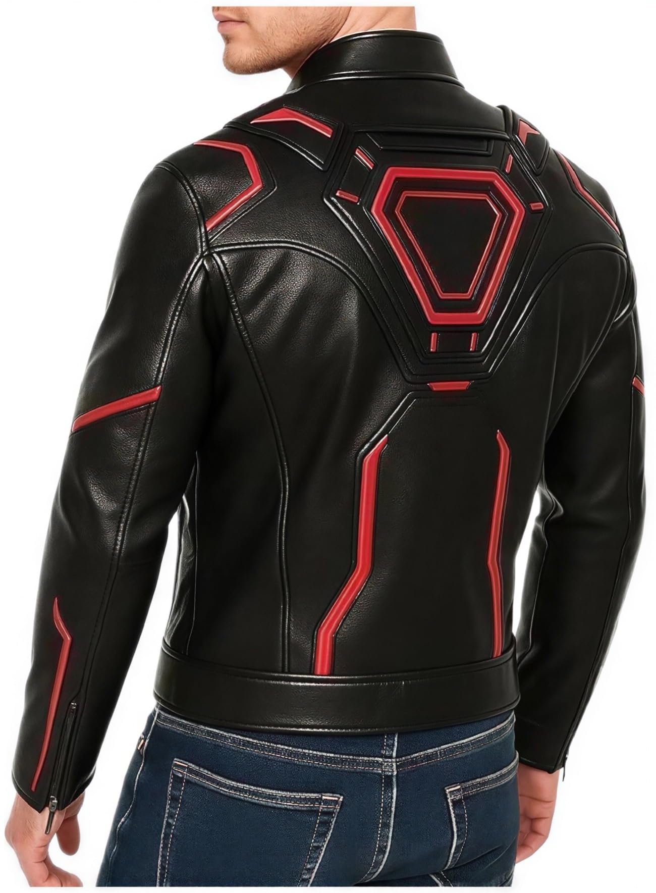 Chaqueta de motociclista de cuero negro para hombre, ropa exterior inspirada en la película futurista