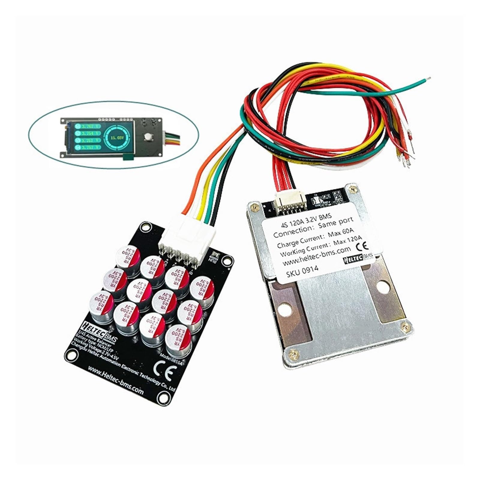 Płyta BMS, BMS 3S4S bilans 100A 120A 160A 200A 300A 380 12.6V/16.8V 18650 tablica zabezpieczająca baterię Lipo/LiFePo4 TFT Volt Collect Dispay(4S 200A 3.2V New)