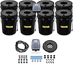 VEVOR DWC Hydroponic System, 5 Gallon 8 Buckets, Deep Water Culture Growing Bucket, Hydroponics Grow Kit with Pump, Air Stone and Water Level Device, for Indoor/Outdoor Leafy Vegetables