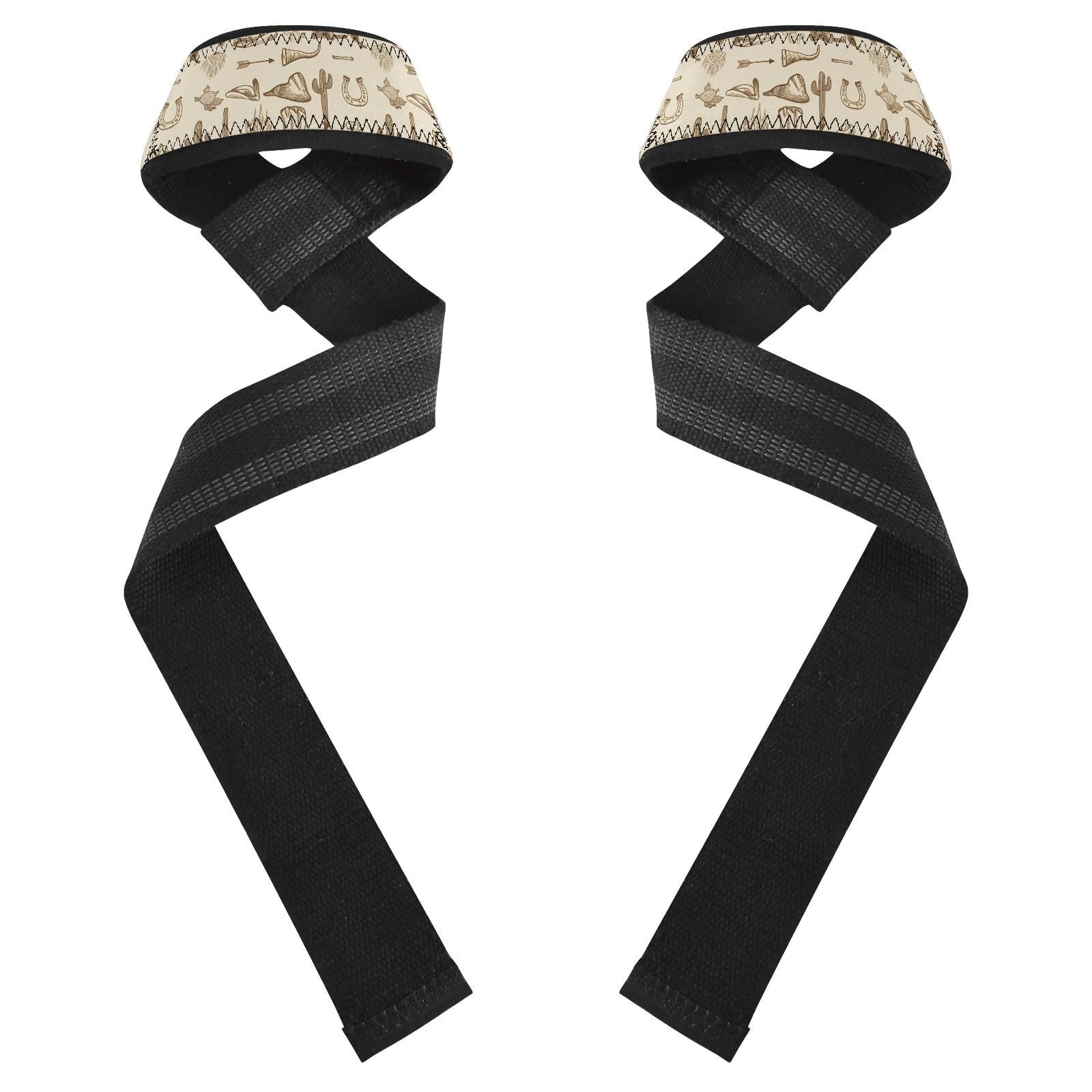 STAYTOP Western Cowboy Wrist Straps for Weightlifting,Lifting Straps with Neoprene Cushioned Wrist Padded and Anti-Skid Silicone for Strength Training,Bodybuilding,Deadlifting