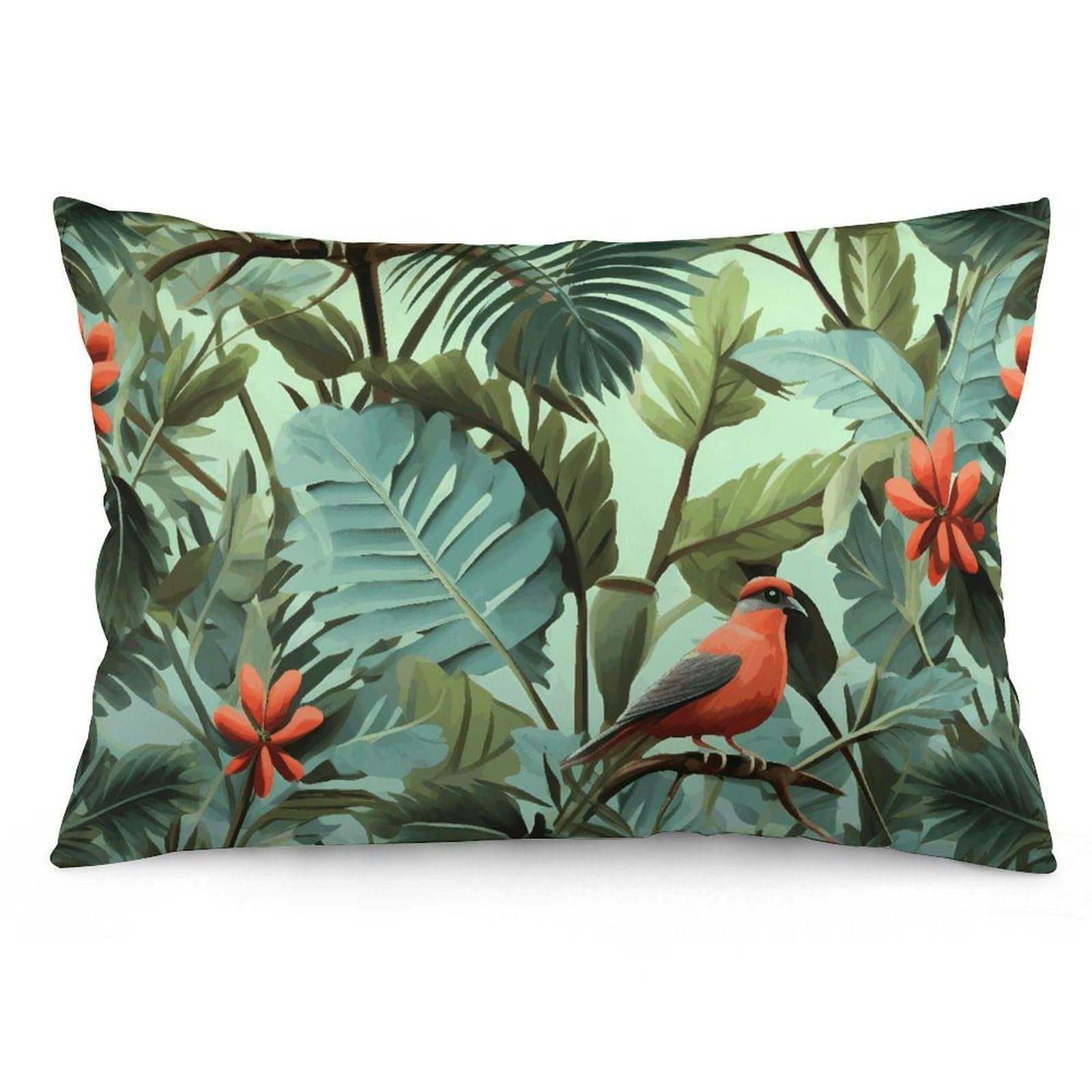 Velvet Pillowcases Standard Size 12 "x20, Ultra Soft Breathable Pillow Cases for Bed, Luxury Cozy Fuzzy Pillow Shams, Lumbar Pillow Cover, Tropical Plants Cushion Case Home Decor