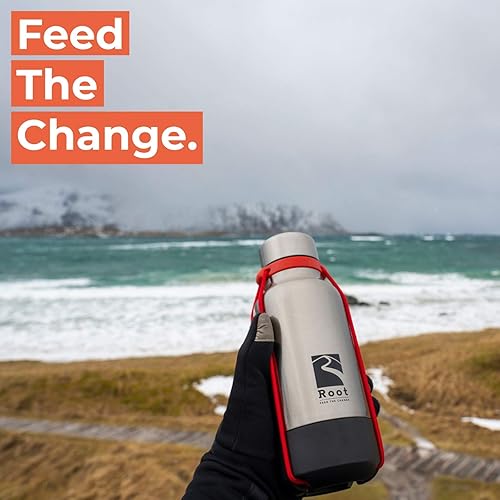 Miniatura 7 de Root FTC - Frasco térmico de acero inoxidable de doble pared, tapa anticaídas, parte inferior a prueba de golpes, cuerdas elásticas, 17.9 fl oz,