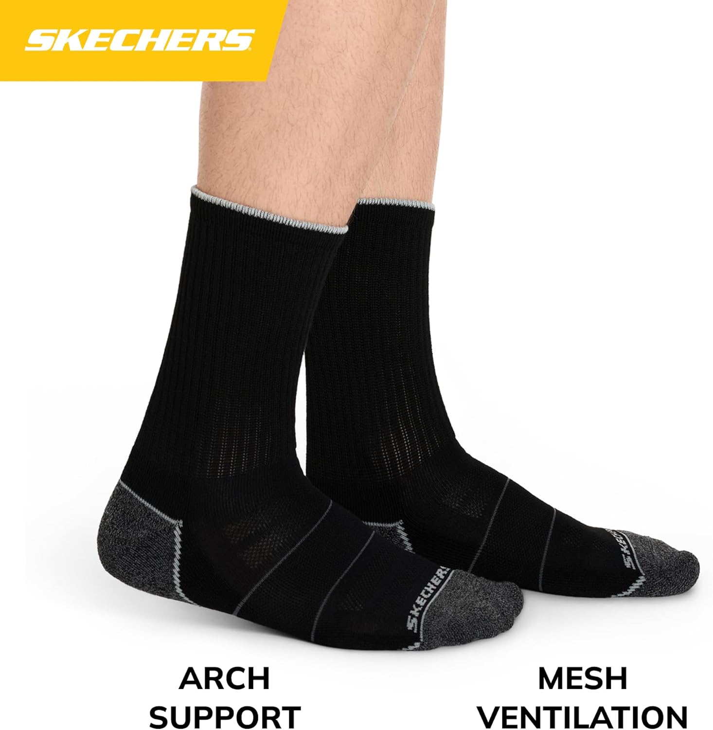 Skechers Men's Work Collection Crew Mesh Ventilation Socks (8-Pack) - Image 2
