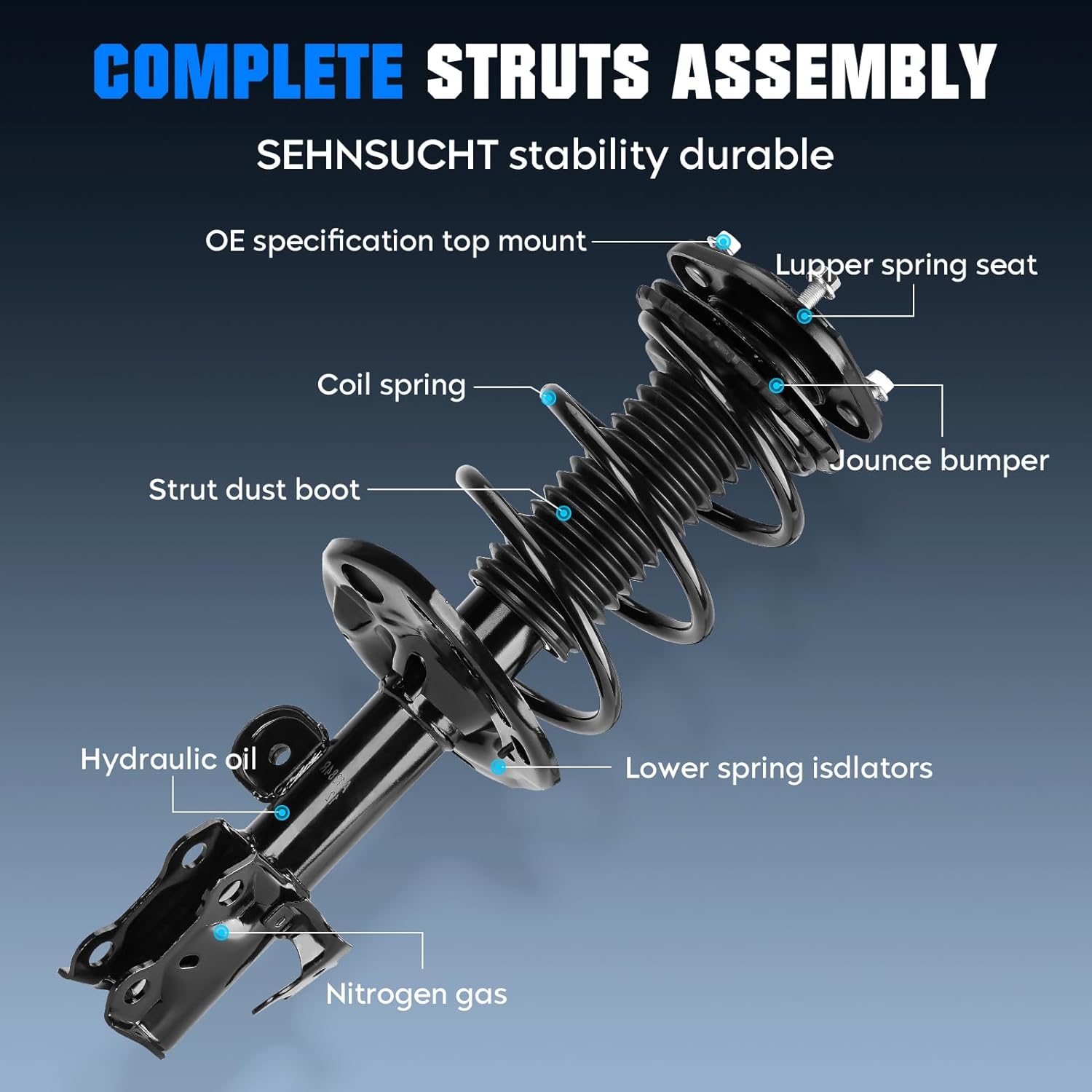 Front w/Coil Strut Shock Spring Absorber for Scion XB 2.4L FWD 2008 2009 2010 2011 2012 2013 2014 2015, Struts Shocks Assembly Absorbers Replace for 11421, 11422