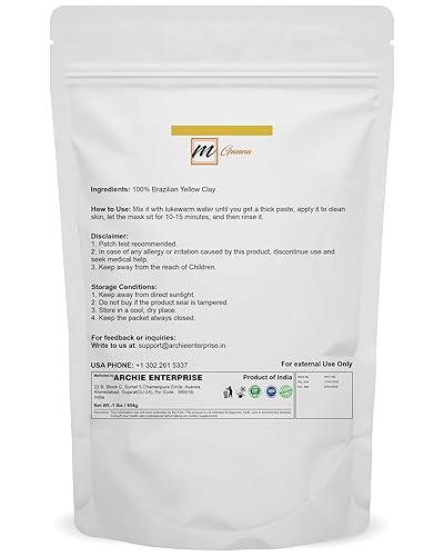 Miniatura 2 de Polvo de arcilla amarilla brasileña 100% natural para antienvejecimiento y reafirmante de la piel, cremas y fabricación de jabón, 1 libra454 GMS