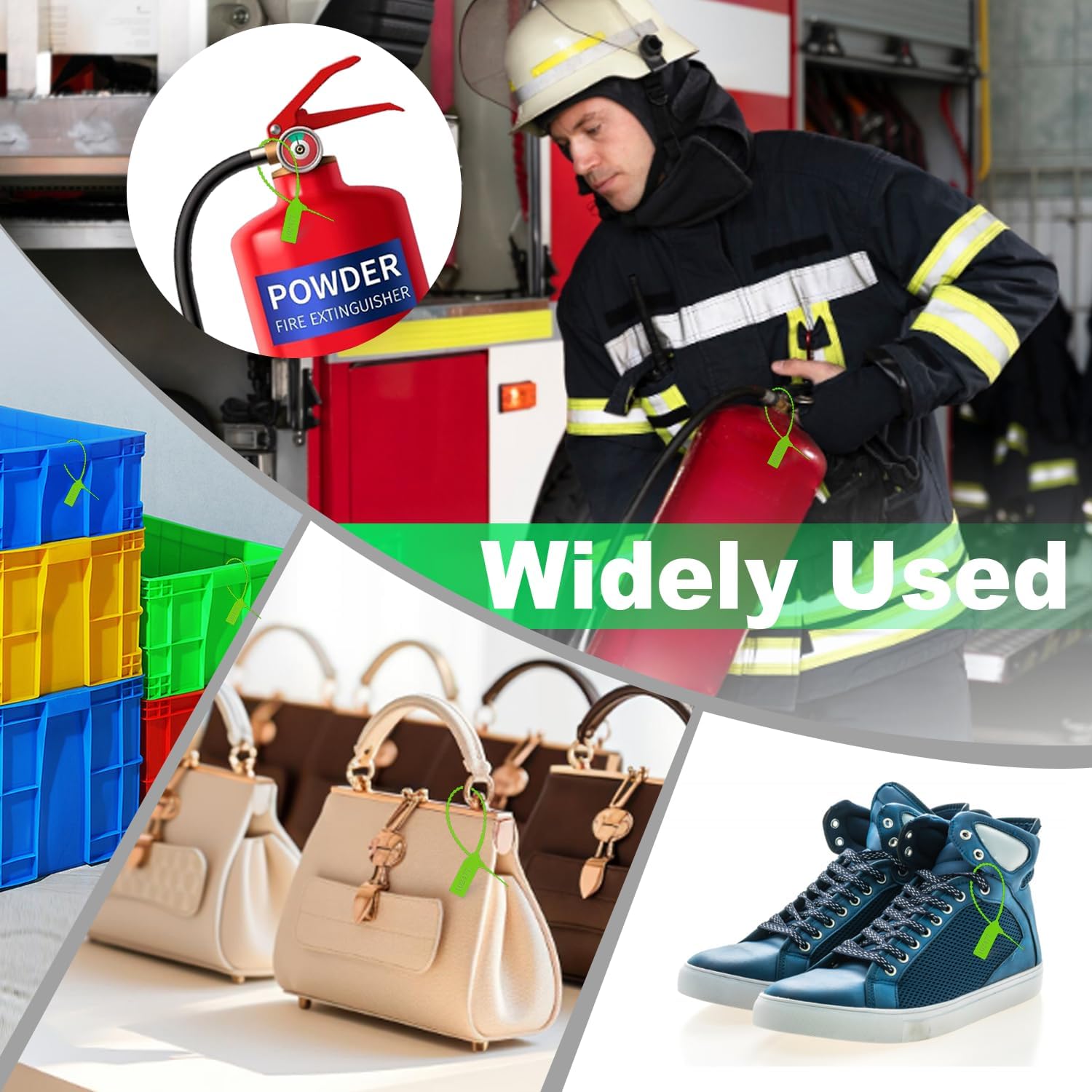 500 Pcs Plastic Tamper Seals Fire Extinguisher Tags Security Tags Numbered Tags with Zip Tie Safety Disposable Self-Locking Signage 250mm Length (Green) - Image 7