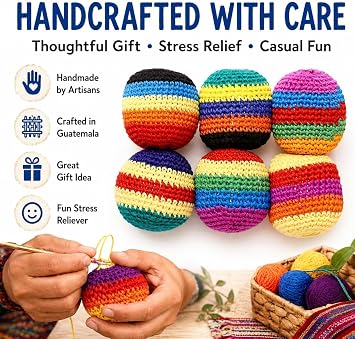 Cute Crochet Hacky Sack Balls for Adults & Kids, Colorful Juggling Kick Bags, Outdoor Party Favors & Toss Game, Handwoven Footbags, Knitted Footbag Set (24pcs)