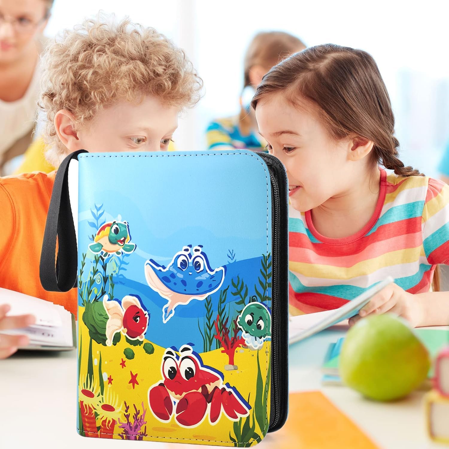 160 Pockets Card Holder Binder for Yoto Cards, 2025 Upgrated Card Binder Abulm for Player & Mini Audiobook Cards, PU Leather Card Binder for Bank, Study, Credit Card (Marine Animal)