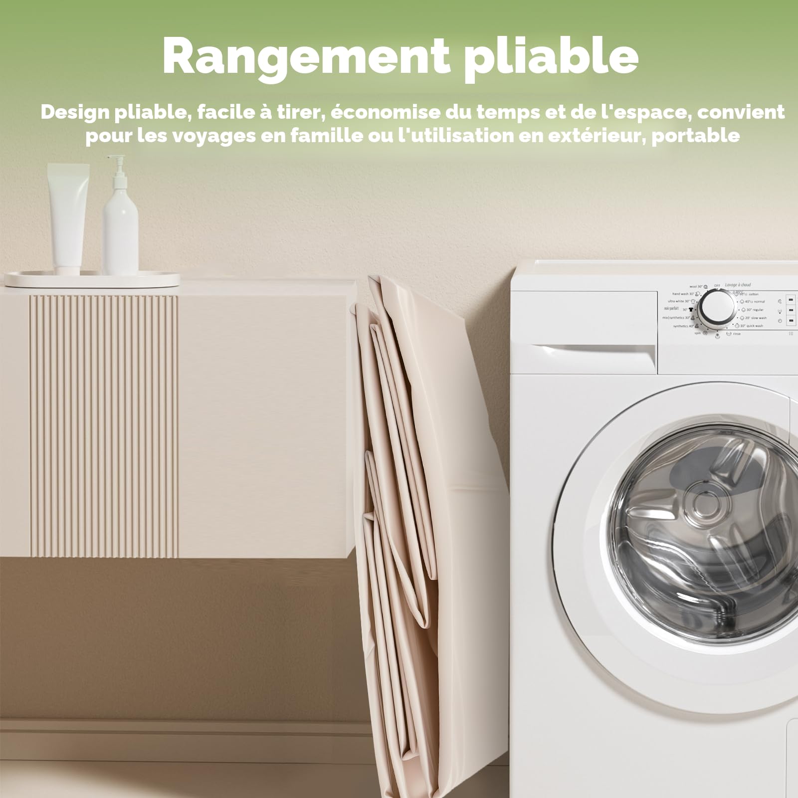 Baignoire pliable pour bébé de 0 à 6 ans - Baignoire intégrée avec vis de vidange - Blanc tufty