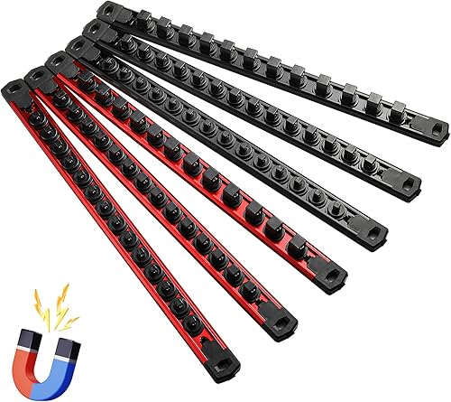 Miniatura 15 de Juego de organizador de enchufes magnéticos, 3 piezas de 1/2 pulgada 3/8 pulgadas 1/4 pulgadas de aleación de aluminio con 40 clips extraíbles Negro