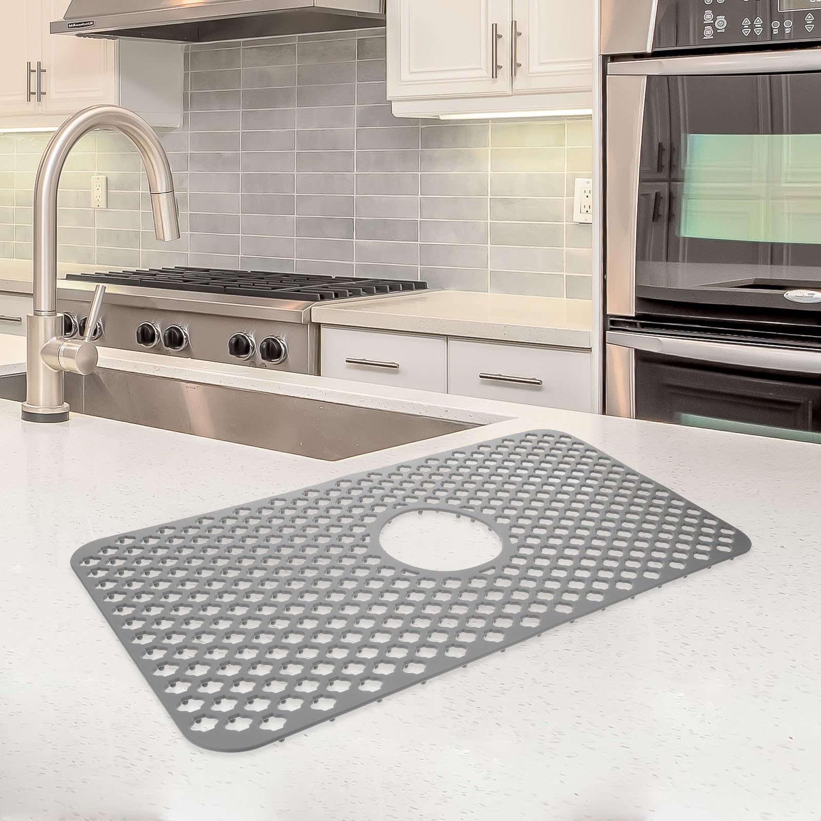 Abaodam Tappetino Drenante Protezione Anti-scivolo in Silicone per Lavello Cucina Funzione di Filtraggio e Drenaggio Rapido per Uso Domestico in Cucina