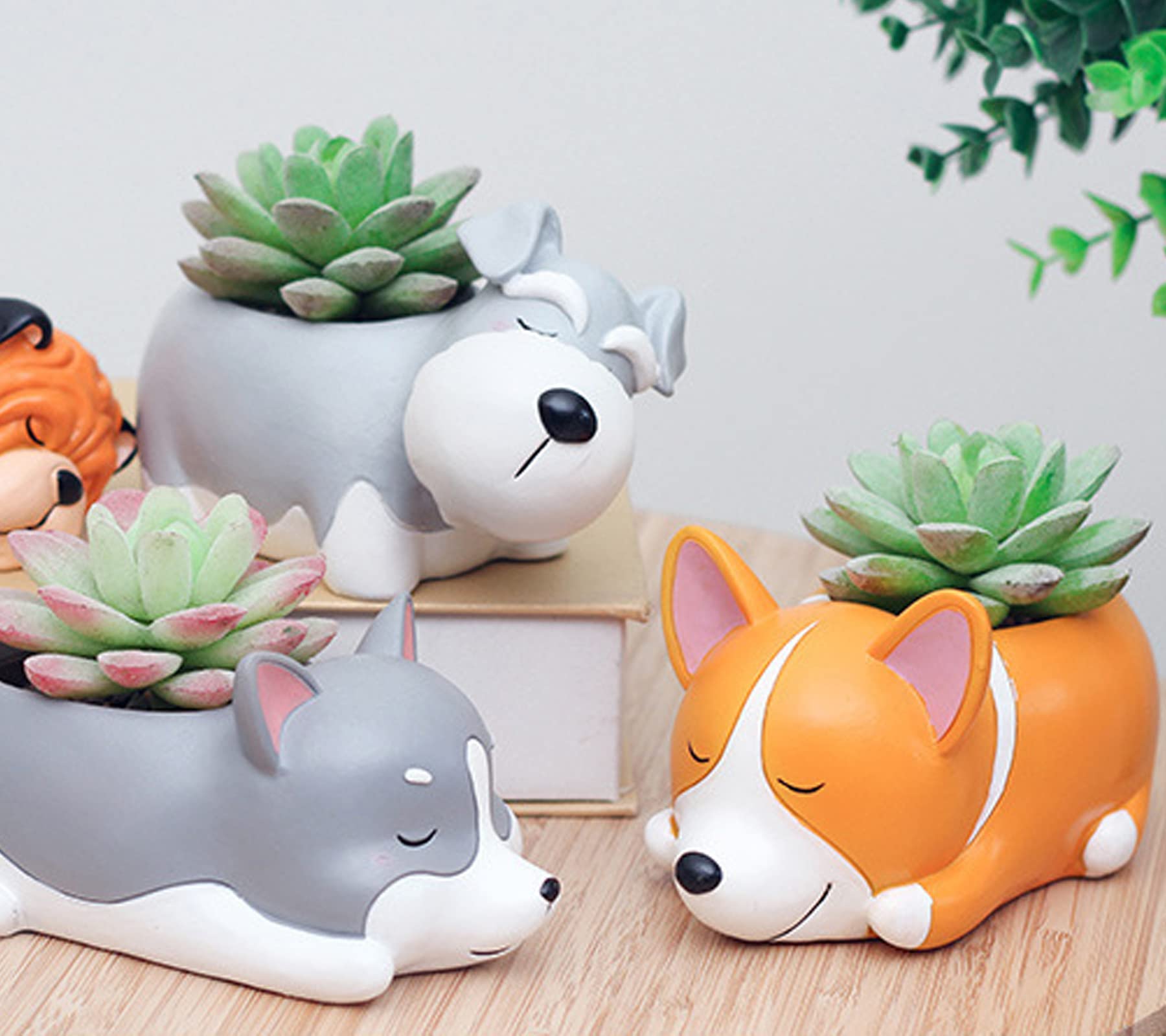 DIYOMR Vaso Portafiori A Forma Di Cane Corgi - In Resina, Per Piante Grasse E Cactus, Decorazione Casa - 2