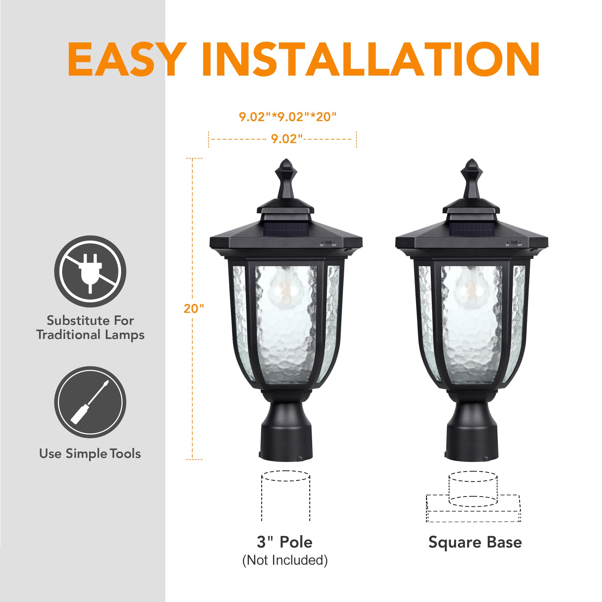 KMC KMC IGHTING ST4322Q Solar Lamp Post Lights 180 Lumen Die
