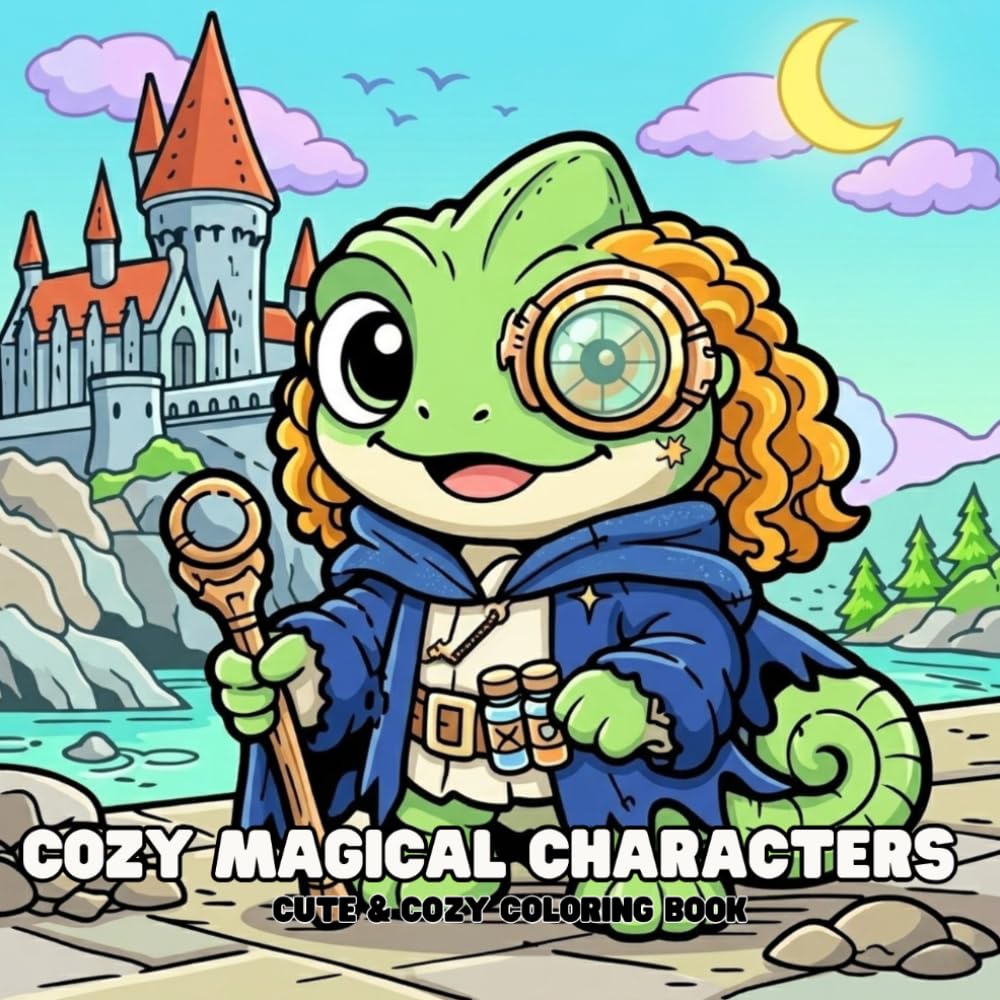 Cozy Magical Characters: Bold & Easy Coloring Book for Adults (25 Ilustrations)