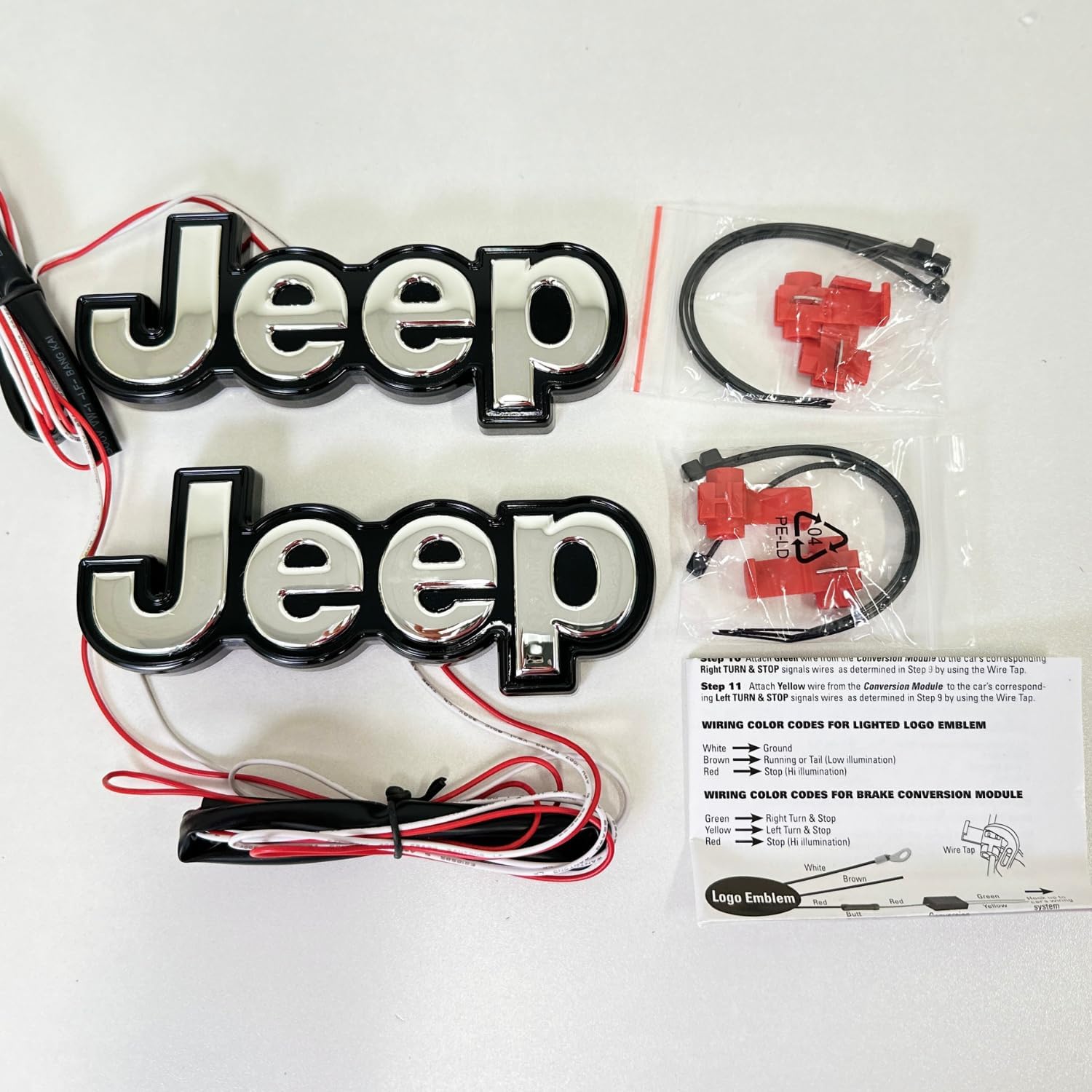 Jeep LED Lighted Fender Emblem Chrome Finish 2PCS Side Badge Set for Jeep 2014-18 Cherokee/Grand Cherokee