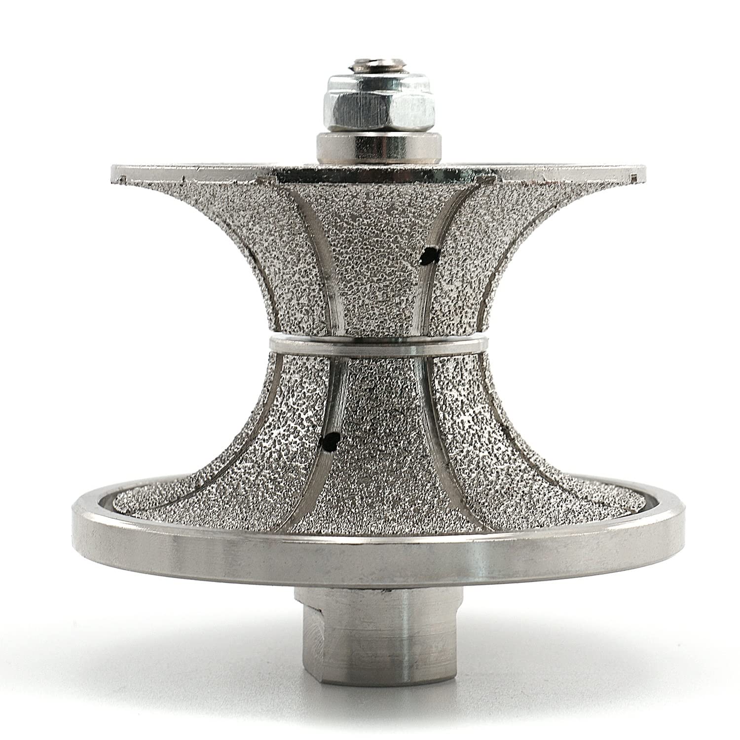 Z-LION V50 2" Full Bullnose Corase Diamond Vacuum Brazed Router Bit Profiler Wheel for Granite Marble Countertop Edges with 5/8-11 Thread V-Shape 50mm