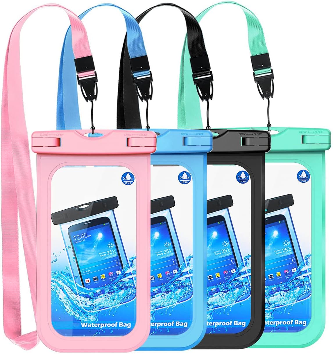 Waterproof Cell Phone Bag, 4 Pack Underwater Phone Pouch Water Proof