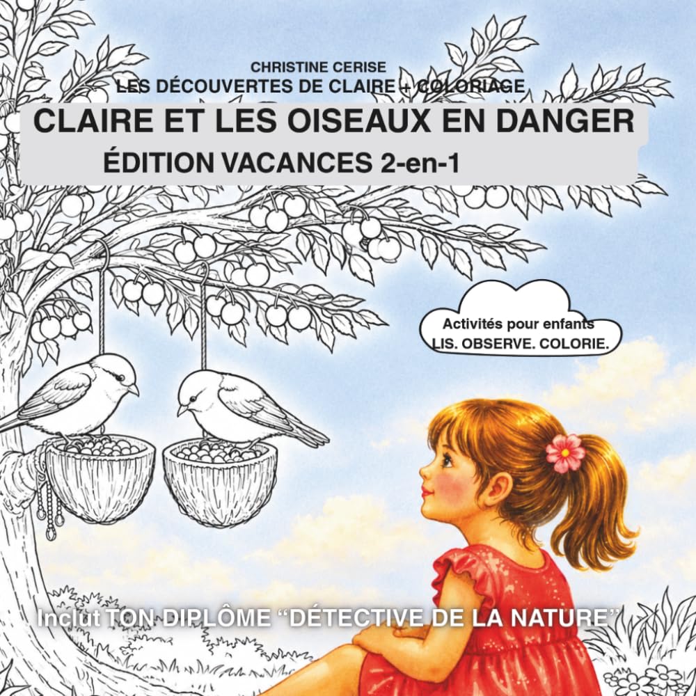 CLAIRE ET LES OISEAUX EN DANGER Édition 2-en-1 : histoire illustrée + pages à colorier: Activités pour enfants LIS. OBSERVE. COLORIE. (Les découvertes de Claire + coloriage)