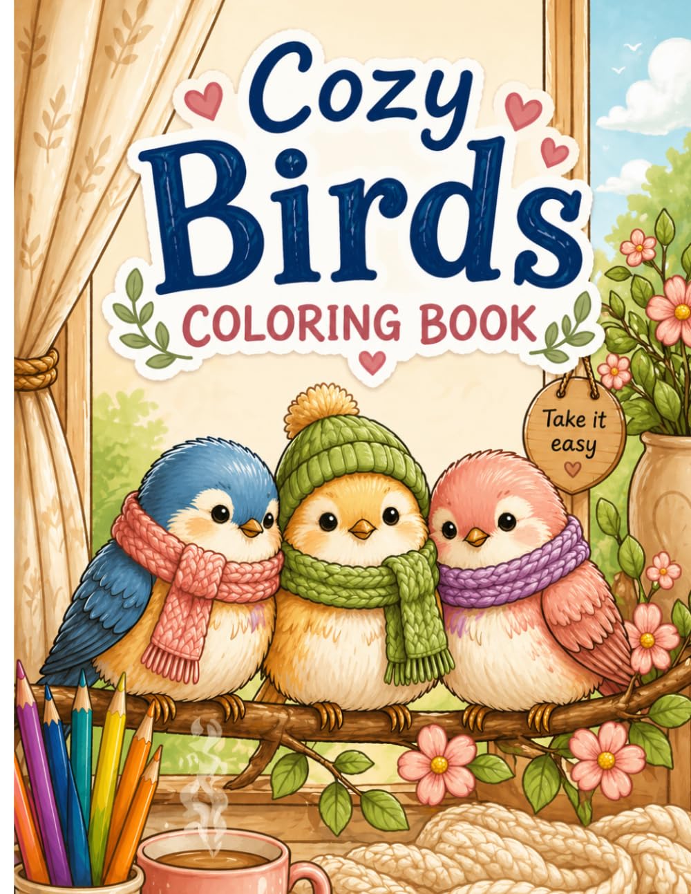 Cozy Birds Coloring Book: Cute and Simple Bird Designs for Relaxation, Stress Relief, and Creative Fun: A Relaxing Coloring Book with Cute Birds, Simple Designs & Stress Relief Pages