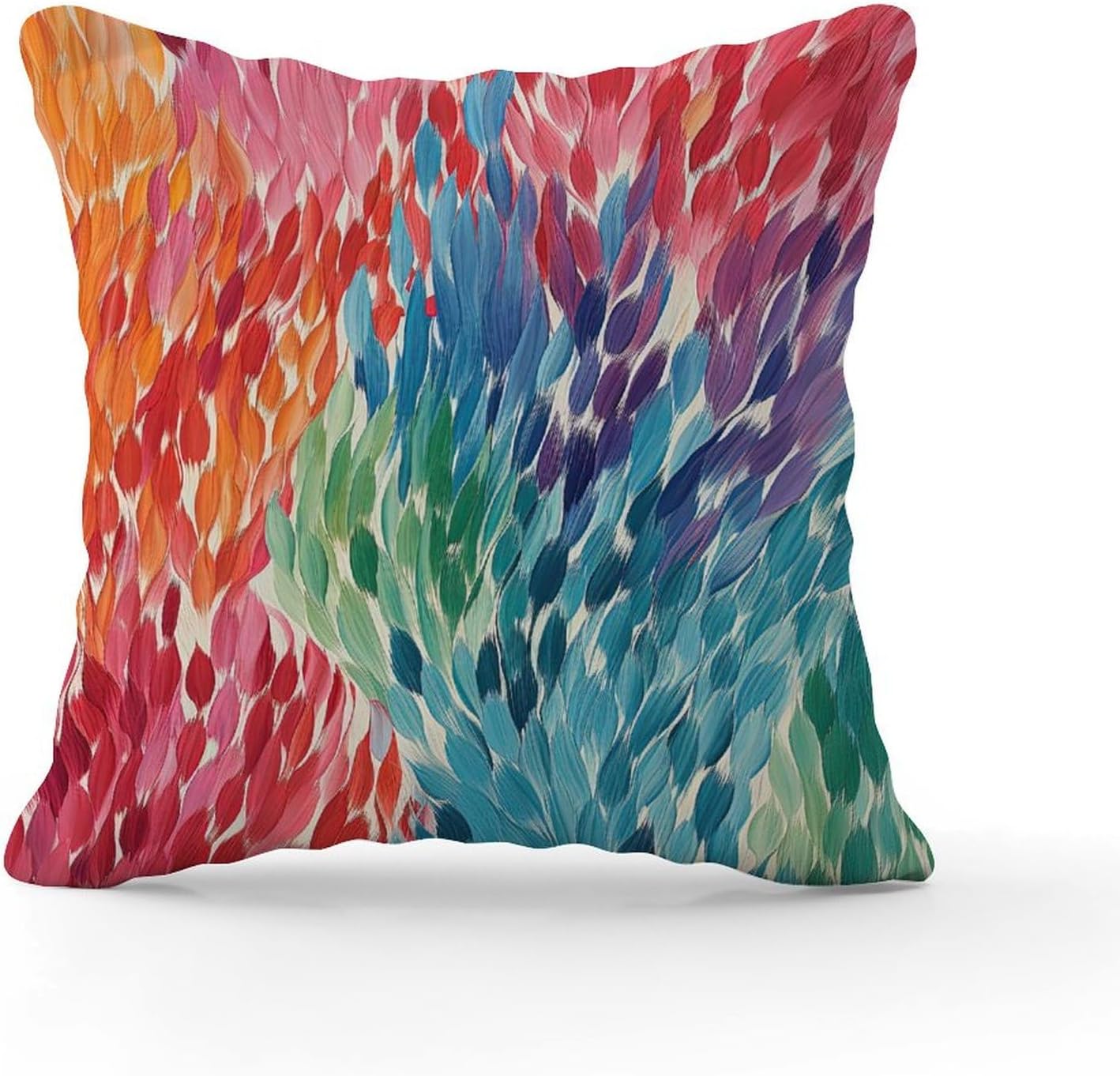 Cushion Cases Make It Rain Fiesta Pillowcase Farmhouse Rainbow Colorful Pillow Cover Accent Outdoor Garden Decoration for Couch Garden Tent Balcony 18x18 in