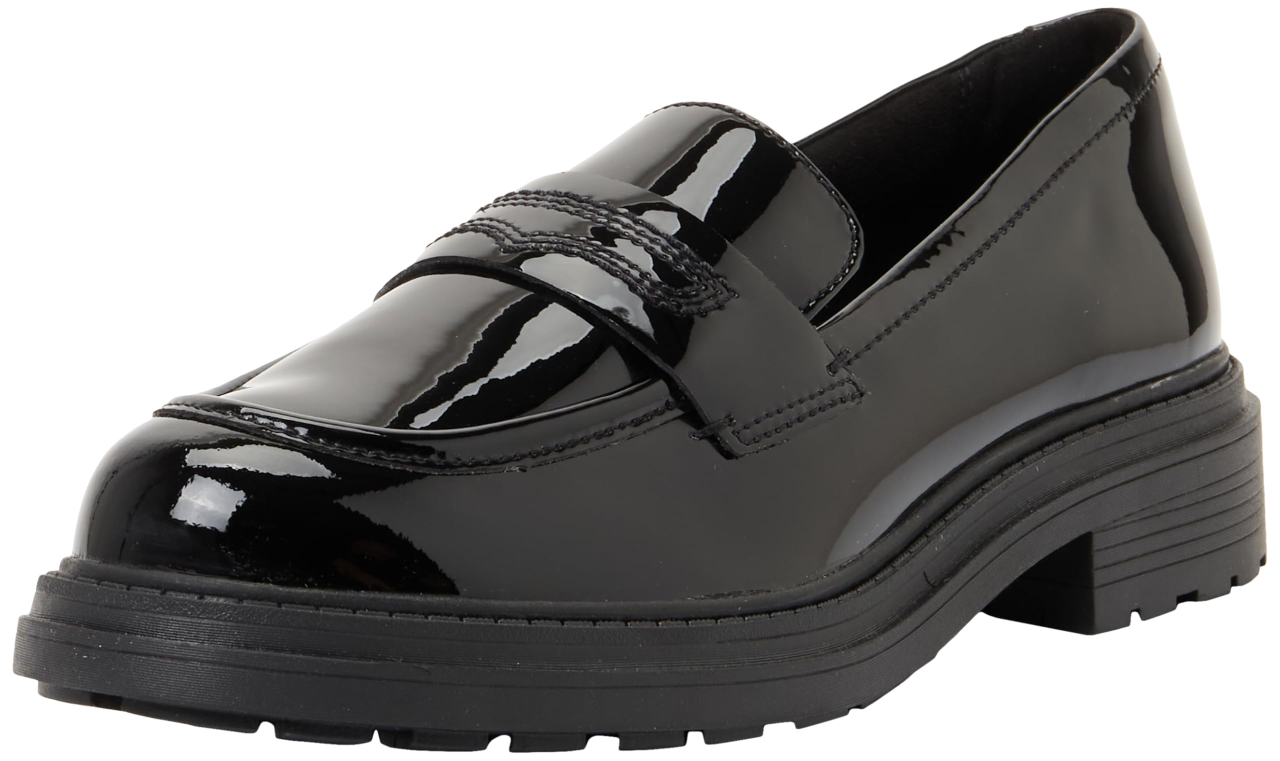 Clarks Women's Orinoco3 Edge Black Patent Slip Ons, Loafers | Size: 5.5-Standard Fit