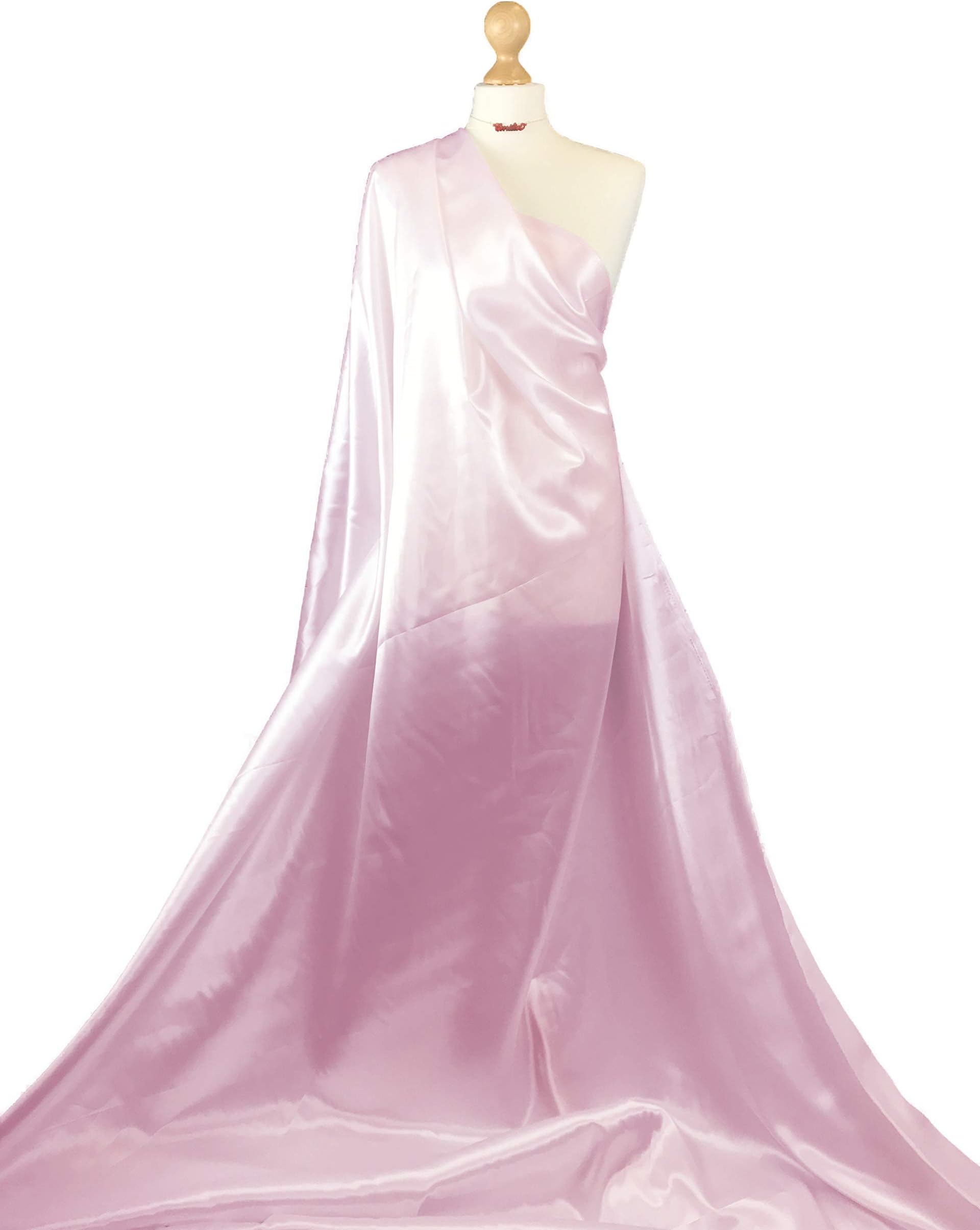 Premium Quality | Polyester Satin Fabric | Shiny Bridal Fabric | Dressmaking and Craft Material | FABRIQUES (Baby Pink, 1 Meter)