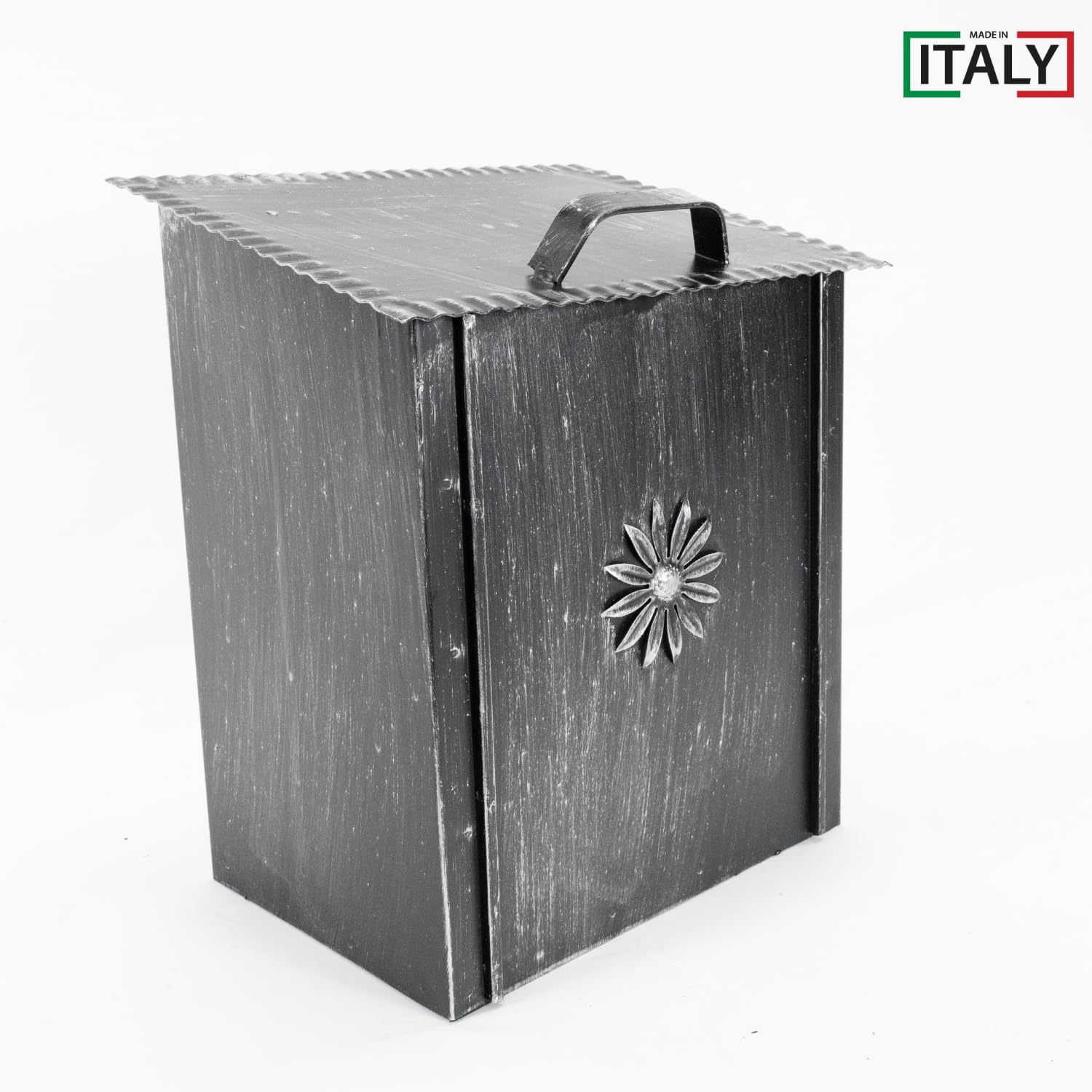 MOHOME Portapane Moderno da Tavola per Cucina in Ferro Contenitore per Pane Panini Baguette Biscotti Frutta Made in Italy Design Rustico 29 x 24 x 38 cm con Coperchio