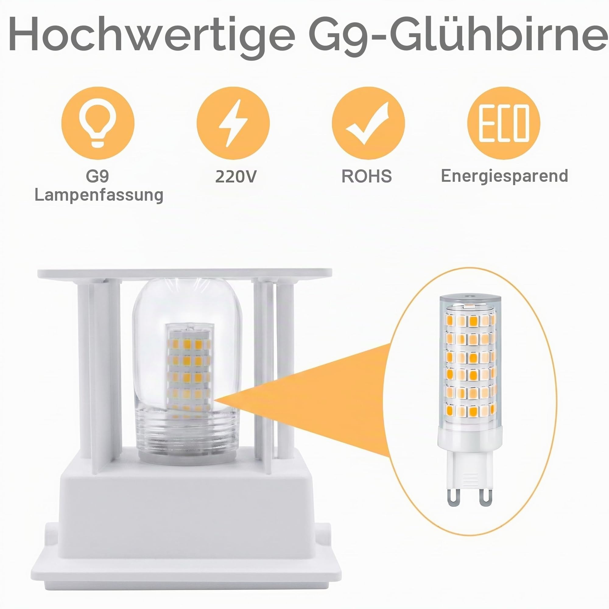 KICAAO 2 Stück Wandlampe Austauschbarer 5W G9 LED Lampe,Weiß Warmweiß 3000K