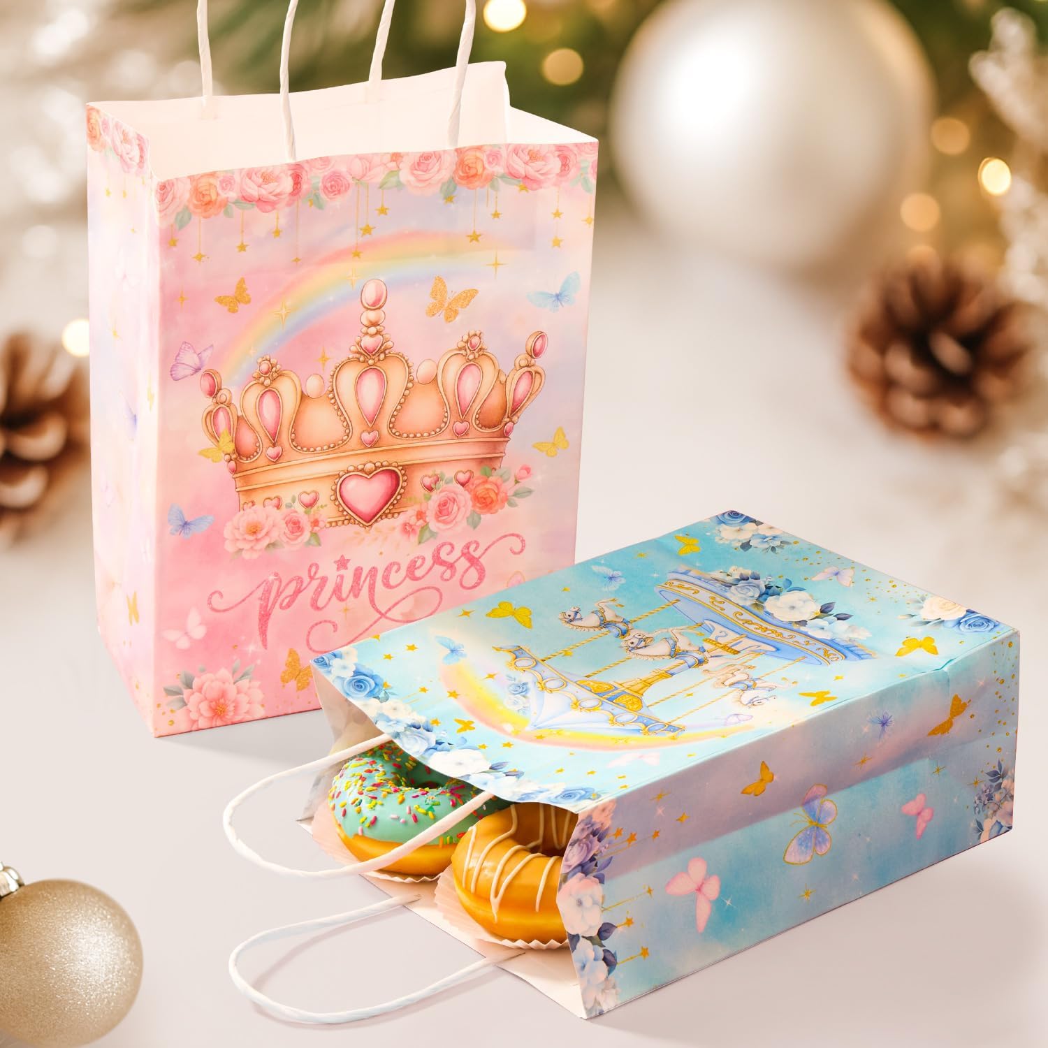 Princess and Prince Party Bags 24 Pcs– Goodie Bags, Gift Bags for Birthday Party Favors, Goody Bags with Handles for Birthday, Royal Theme Favor Bags for Treats and Decorations - Image 6