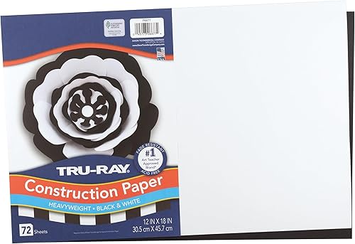 Miniatura 2 de Tru-Ray Papel de construcción premium, blanco y negro, 12 x 18 pulgadas, 72 hojas