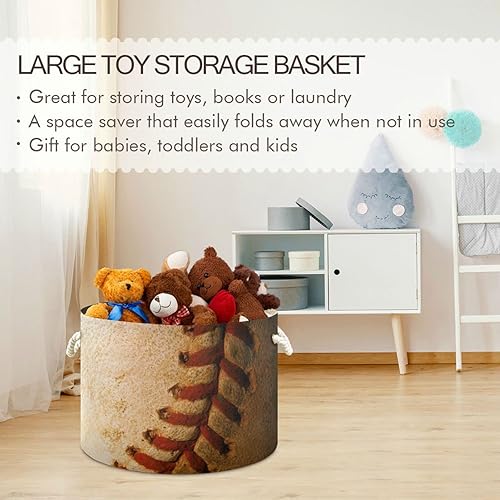 Miniatura 5 de Cesta de almacenamiento de juguetes de béisbol para guardería, sala de juegos, juguetes para perros, grande, plegable, organizador de tela para