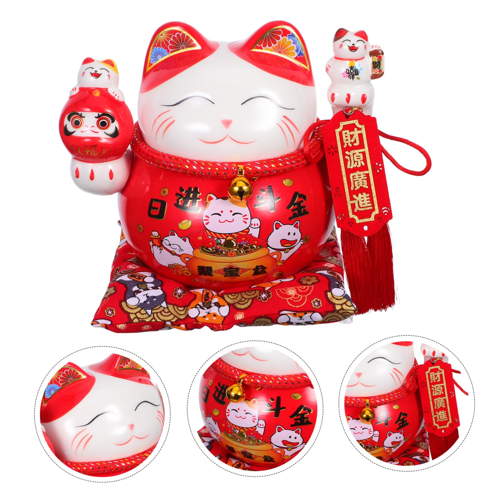 Skarbonka Ze Szczęśliwym Kotem Dekoracja Domu Ceramiczna Figurka Kota Z Machającym Ramieniem Ceramiczny Kot Kot Maneki Neko Skarbonka Ze Skarbonką Dla Chłopców Ceramiczna