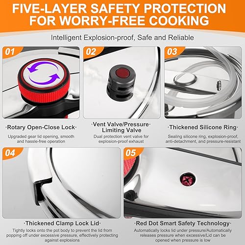 Miniatura 4 de Olla a presión de 12 cuartos de galón, recipiente a presión de acero Stainess de 12 cuartos de galón, utensilios de cocina a prueba de explosiones,