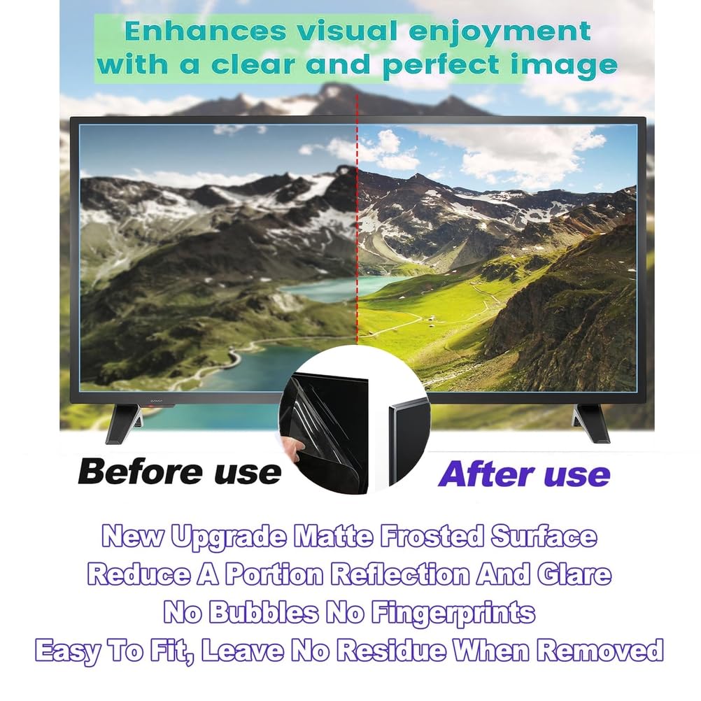 Película Anti-UV, Protector De Pantalla De TV Anti Luz Azul De 55 Pulgadas, Filtro Mate Antirreflejos Antiarañazos Sin Burbujas Huellas Dactilares para Proteger Los Ojos,55 Inches(1221x689mm)