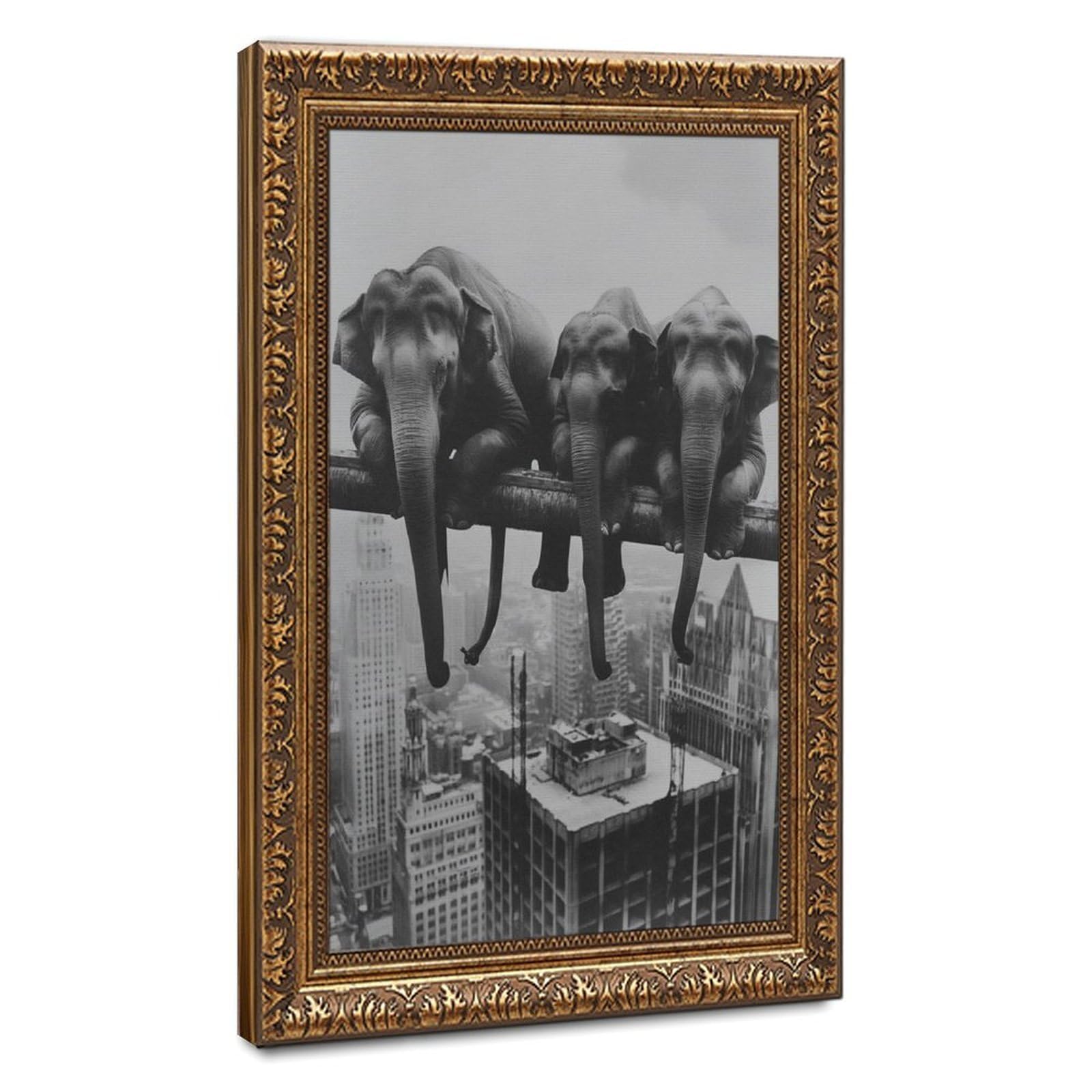 Bareronor Elephant Lunch Poster Canvas Poster Bedroom Decor Landscape Office Room Decor Gift 12" L X 18" W