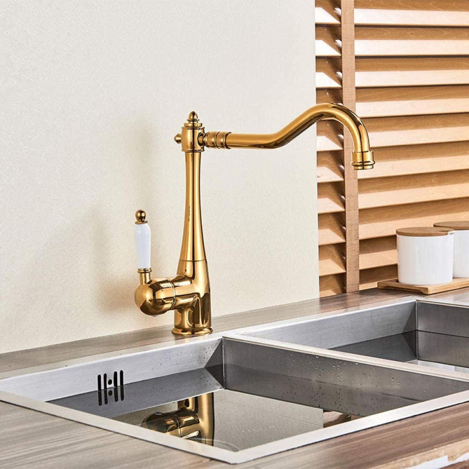 Robinet mitigeur de cuisine eau chaude et froide en nickel brossé multicolore