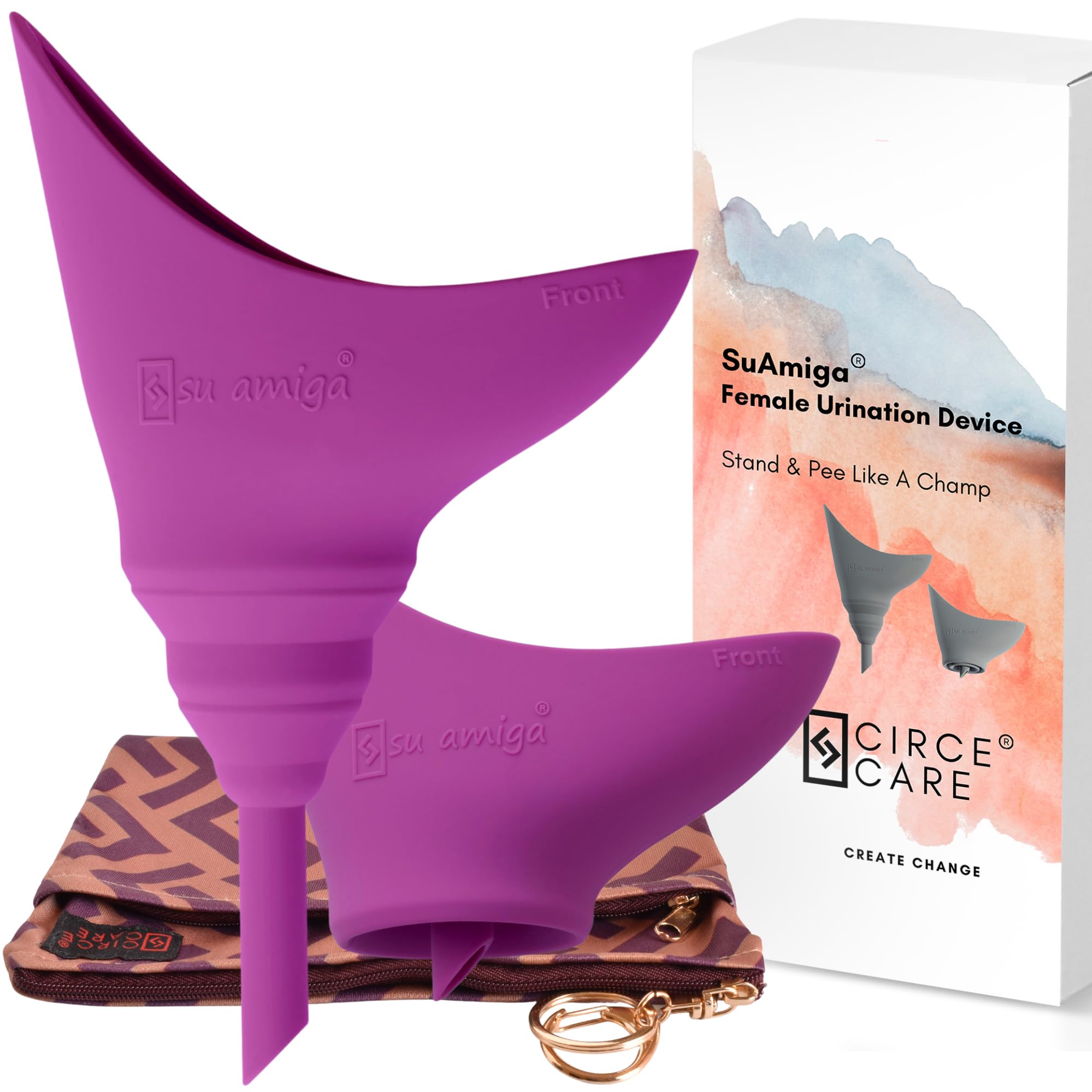 CIRCE CARE SuAmiga Female Urination Device Collapsible Female Urinal; Portable Reusable Urinal for Women to Pee Standing Up; Women Pee Funnel for Travel, Camping, Hiking, Outdoor (Soft,Firm,Plus Size)