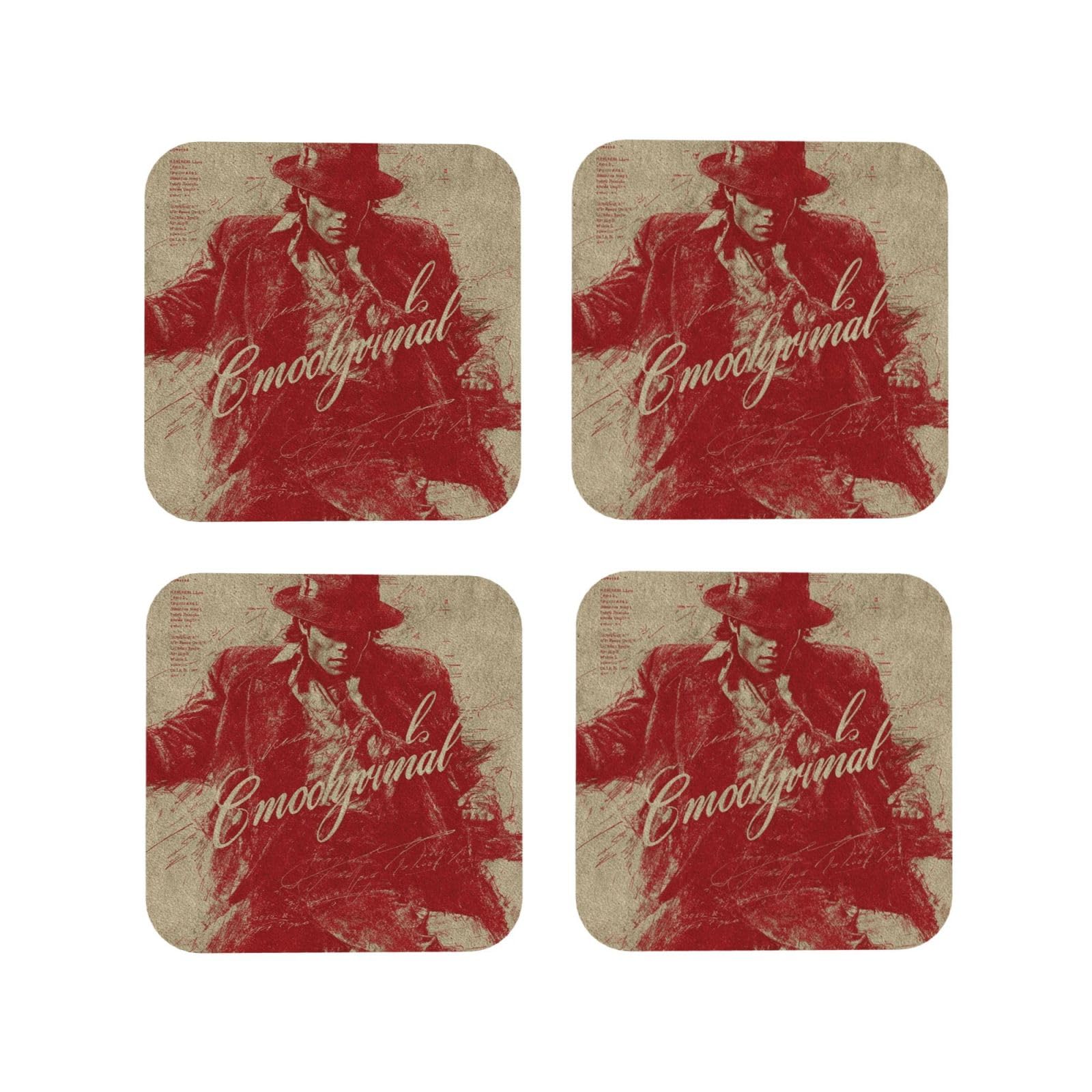Coasters Set of 4 Round Leather Coaster Quick-Dry Drink Michael Jackson Coasters for Desk Absorbent Mugs Pads Tabletop Protection Pad Heat Resistant Coffee Cup Mat for Kitchen Bar