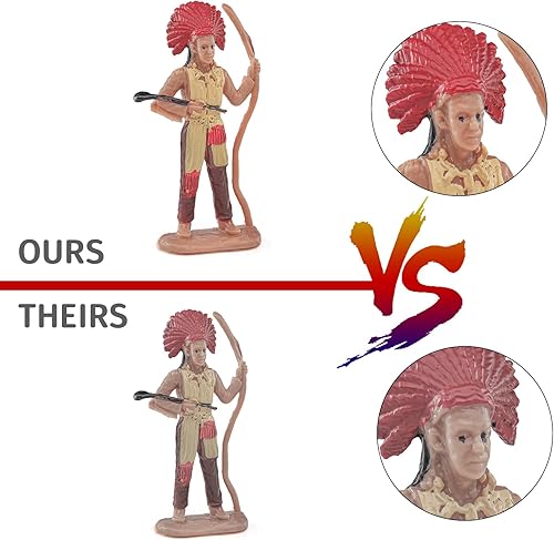 Miniatura 4 de Powhatan Indians Western Cowboy - Juego de 22 piezas de jefe indio, guerreros, vaquero, tienda de campaña, piel de ciervo, decoración de escritorio