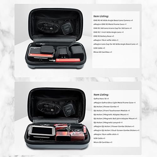 Miniatura 10 de HUYUAWA - Funda de transporte de viaje para cámara (amarillo) compatible con Insta360 GO3, funda protectora de carcasa rígida, bolsa de