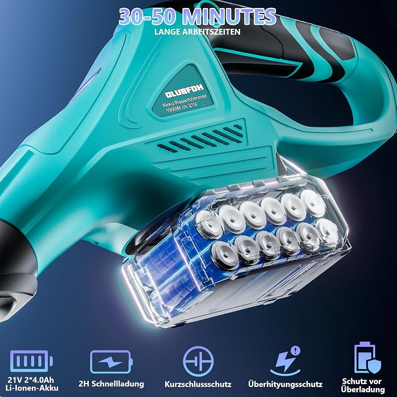 Olubfdh 21V 1000W Akkumulátoros Fűnyíró Brushless Motor 3in1 Forgatható Fej