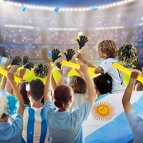 Miniatura 6 de 96 piezas de ruidos incluyen 24 pinzas de mano, 24 pompones de animadora con asa, 24 palitos de trueno, 12 silbatos de plástico con cordones, 12