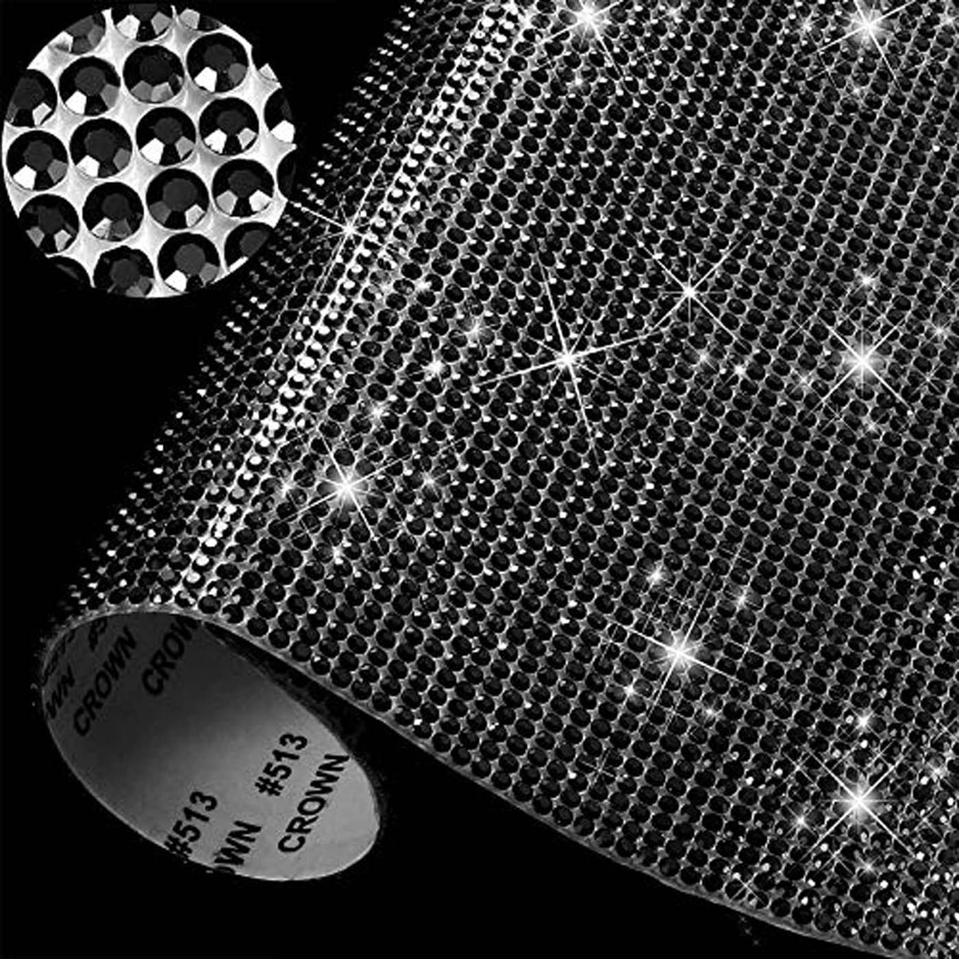 IRIVER BLANK 12000 Pieces 2mm Bling Bling Rhinestone Sheet Rhinestone Sticker DIY Car Decoration Sticker Self Adhesive Heat Repair Glitter Crystal Gem Sheet Sticker for Car&Craft Decoration(Black)