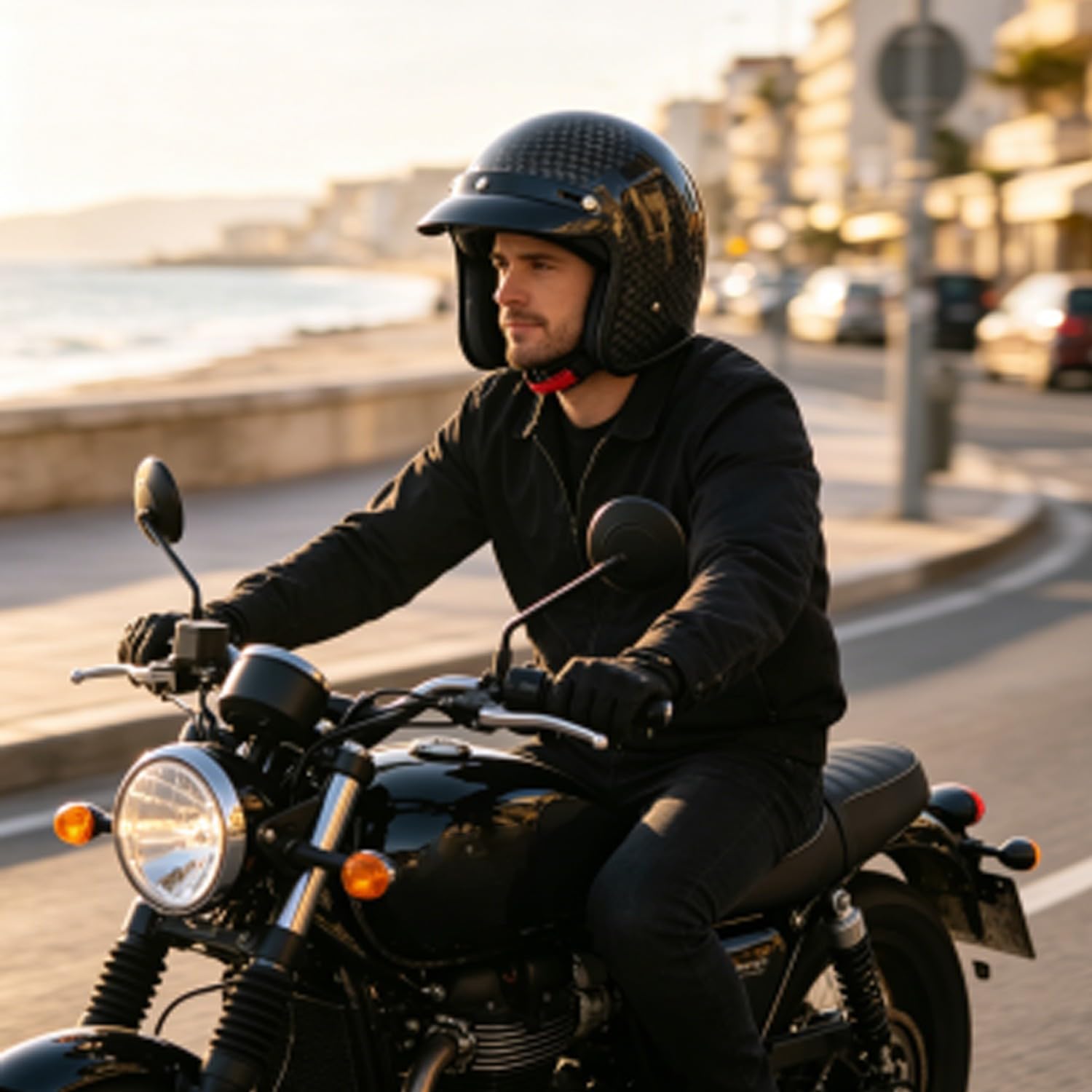Casque Jet Moto Vintage Casques Bols Mobylette Homologué ECEDOT Demi Casque Ouvert Fibre De Carbone pour Adultes Hommes Femmes Convient À Toutes Les Saisons Casques Portable