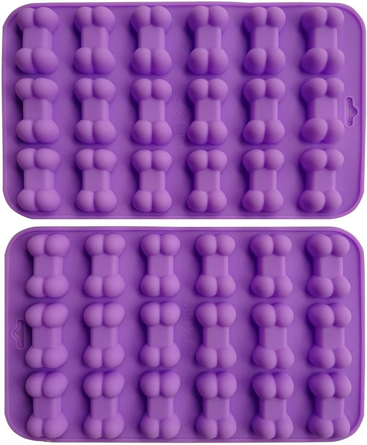 2 Pcs Silicone Baking Mold Cake Chocolate Candy Pans Dog Treat Bones Silicone Mold,Mini Bone Shape Silicone Ice Cube Tray, Silicone Bone Pet Cookies Mold.