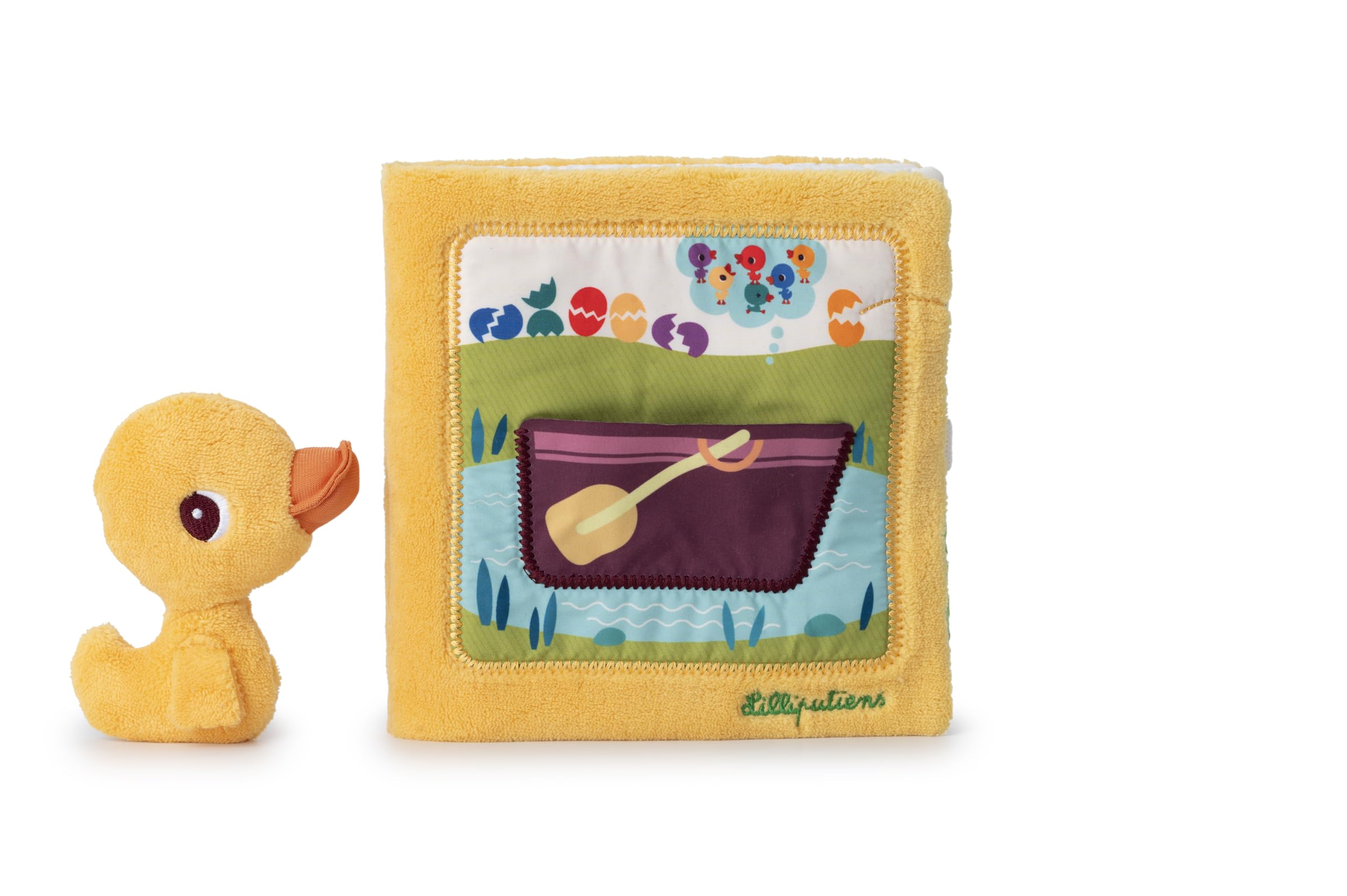 LILLIPUTIENS - Cloth Activity Book - Farm Theme - Baby Book 12 Months - Learning Colours, Animals - Develops Touch - From 18 Months