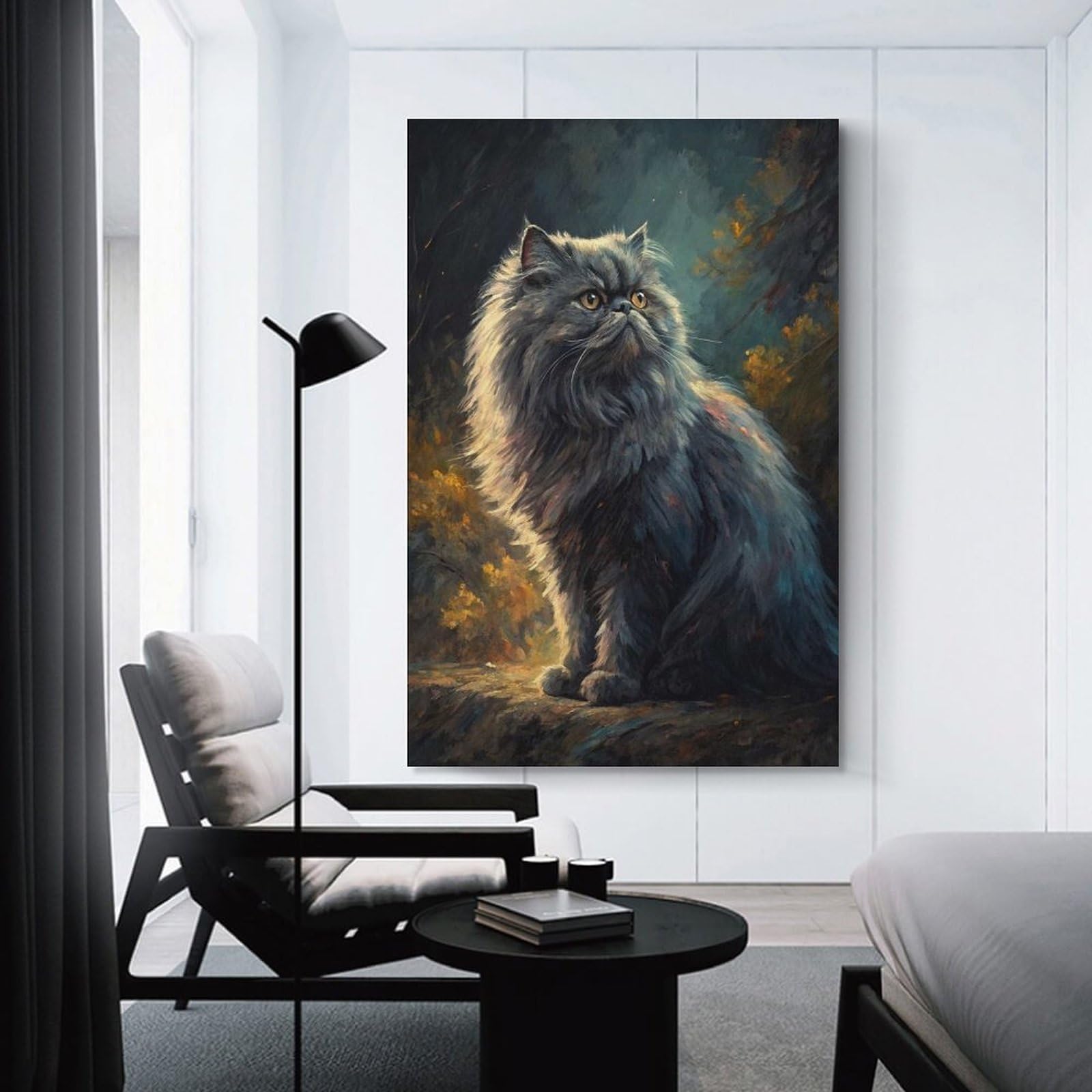 Junmoney Unframe-Style-15 Decorative Canvas Print Majestic Persian Cat In Autumn Forest, 24X36inch(60X90cm), For Lounge, Bedroom Or Personal Spaces, A Wall Art Gift For Fresh Interiors