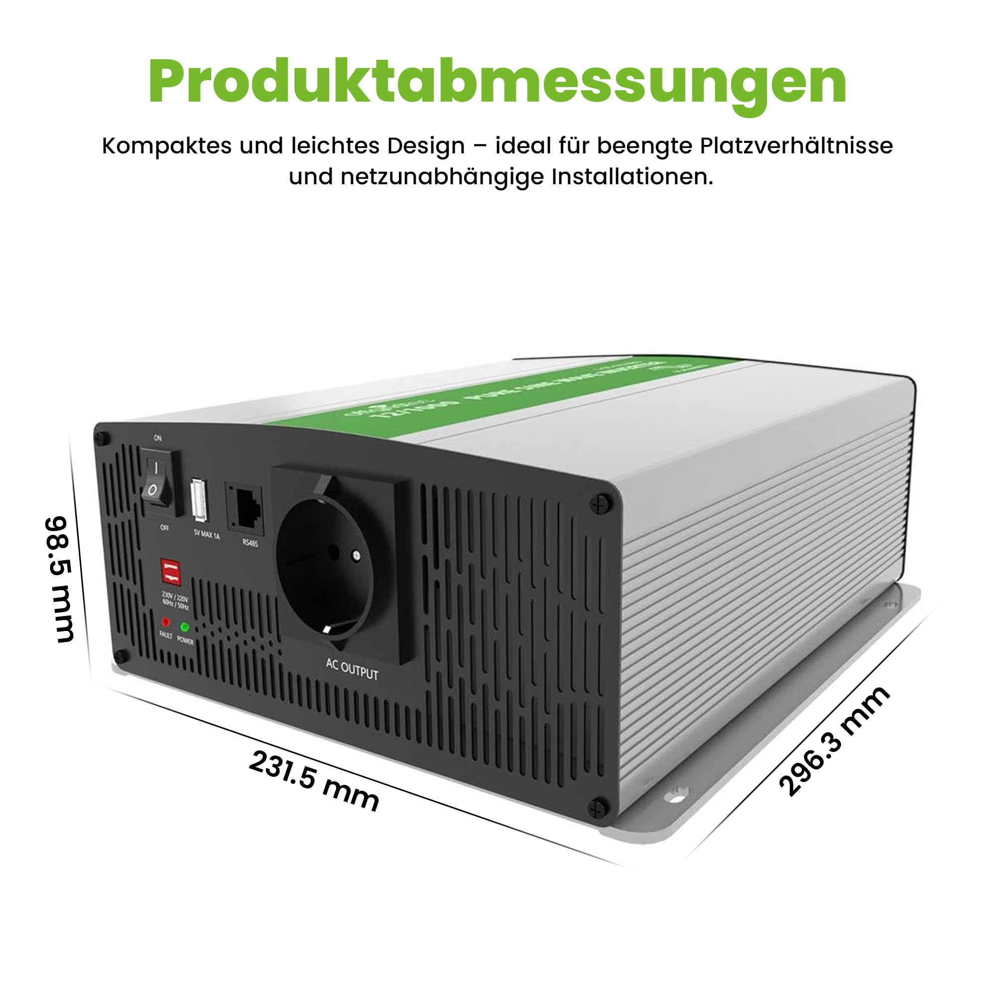 Offgridtec® Przetwornica napięcia Sinus RS485 1000 W 1600 W 12 V 230 V