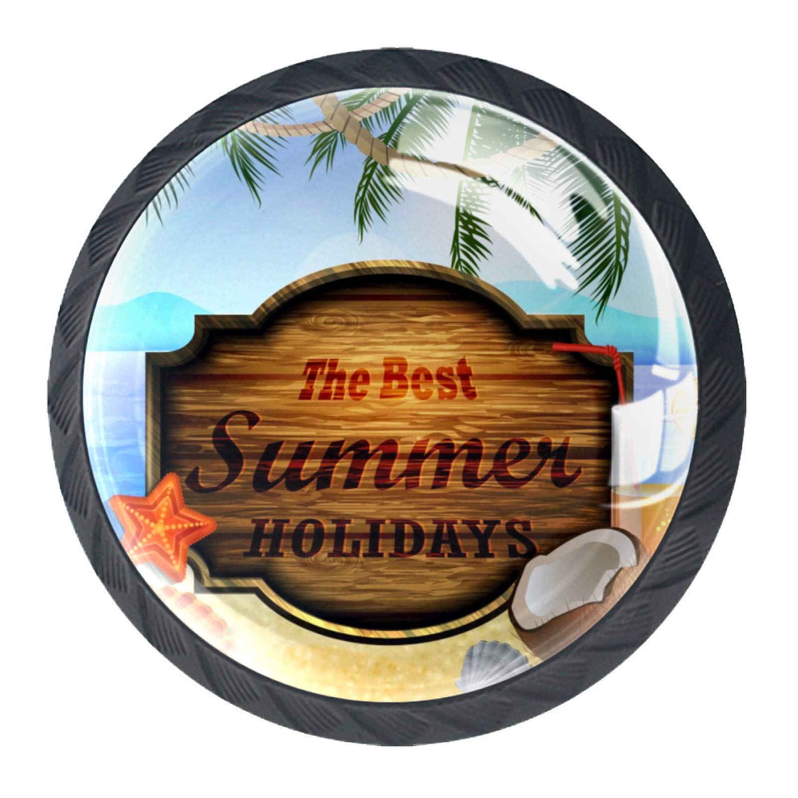 Summer Beach Drawer Knob Pull Handle Cupboard Knobs with Screws 4pcs