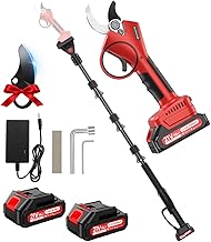 Electric Pruning Shears with Pole, 40 mm 2 in 1 Telescopic Pruning Shears Battery with 21 V 2 x 2000 mAh Batteries, Extender 2.5M, Powerful Brushless Motor for Gardening, Fruit Trees
